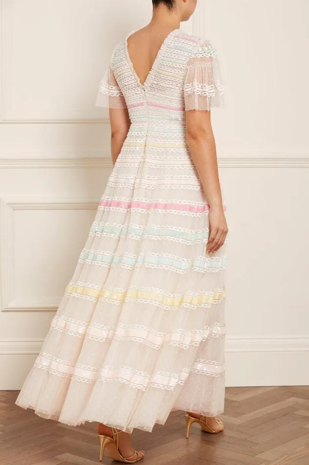 Women Embellished Dresses Needle and Thread Rainbow Gown Rainbow