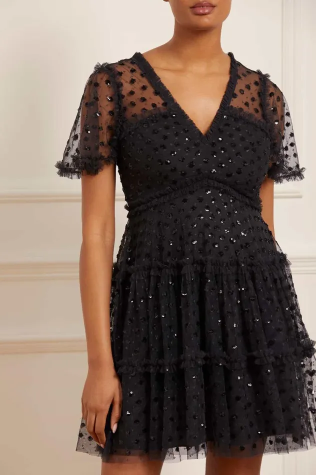 Women Embellished Dresses Needle and Thread Thea Mini Dress Black