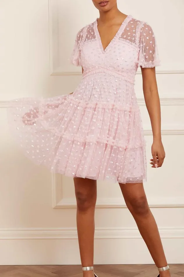Women Embellished Dresses Needle and Thread Thea Mini Dress Pink