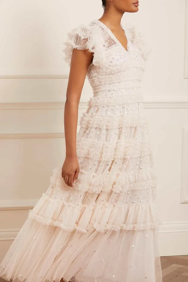 Women Embellished Dresses Needle and Thread Vivian VNeck Gown Champagne Women Embellished Dresses Needle and Thread Vivian VNeck Gown Champagne