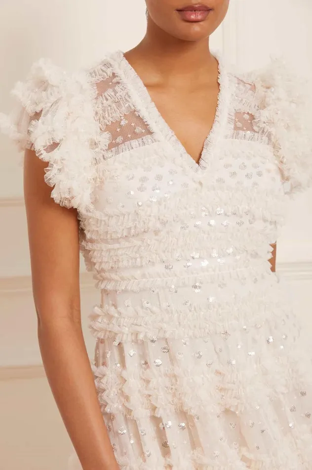 Women Embellished Dresses Needle and Thread Vivian VNeck Gown Champagne Women Embellished Dresses Needle and Thread Vivian VNeck Gown Champagne