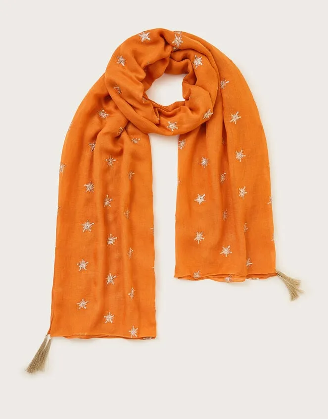 Women Embellished Lightweight Scarf Orange Monsoon Scarves