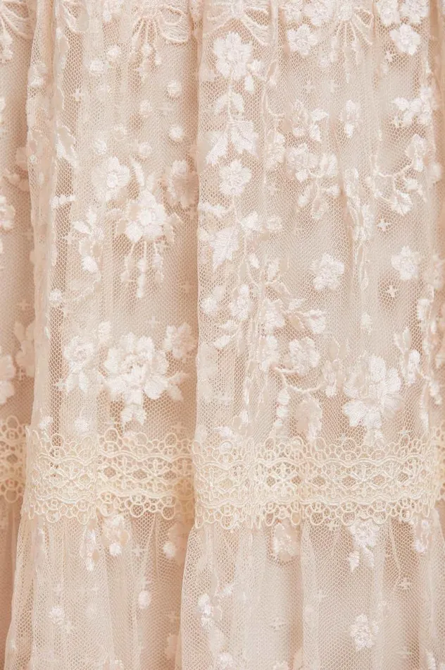 Women Embroidered Dresses Needle and Thread Celestia Ribbon Ankle Gown Champagne