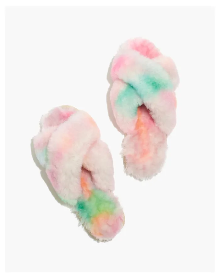 Women EMU Australia Shearling Mayberry Tie Dye Slippers Fairy Floss Madewell Slippers