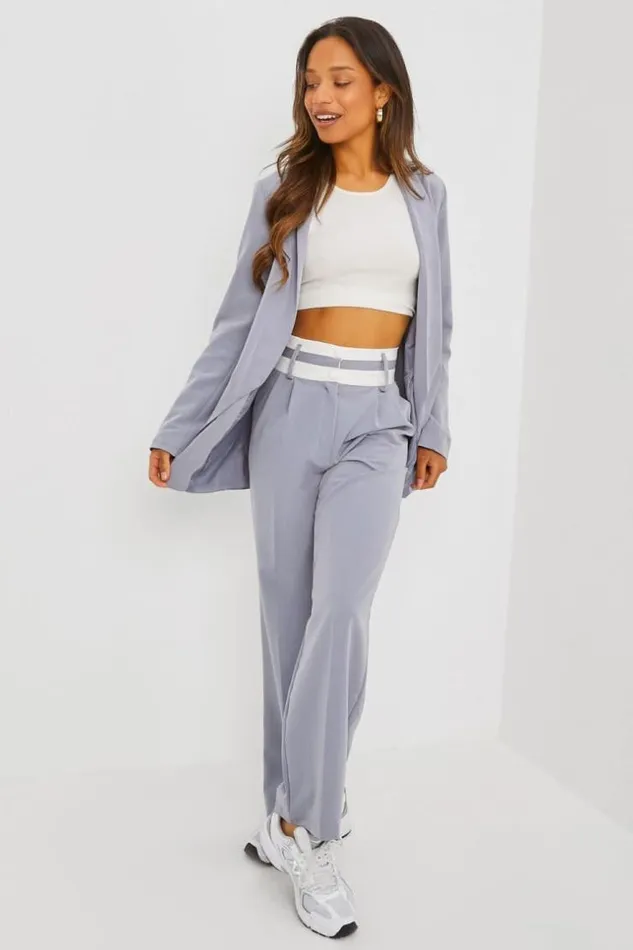 Women Ensemble 2 Pices Blazer Pantalon Gris Grey Brentiny Paris Sets With Top Bottoms Women Ensemble 2 Pices Blazer Pantalon Gris Grey Brentiny Paris Sets With Top Bottoms