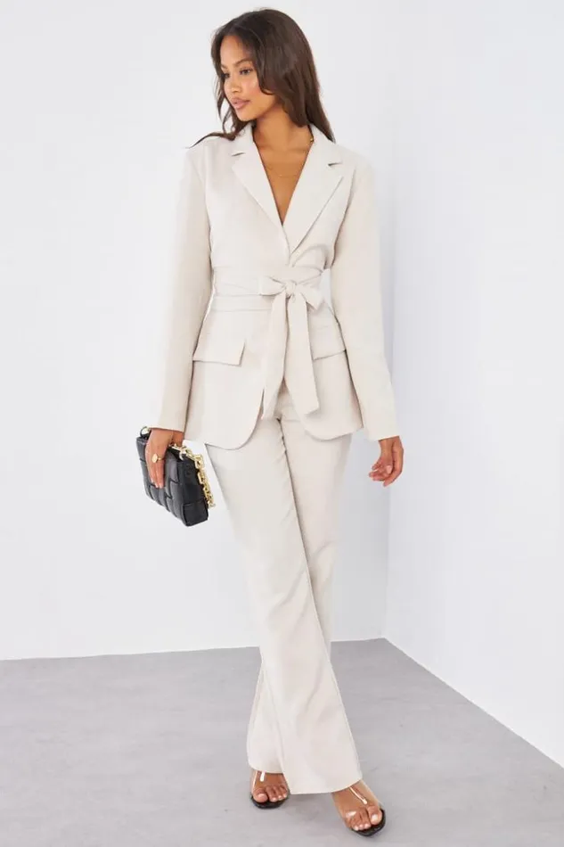 Women Ensemble 2 Pices Blazer Pantalon Tailleur Beige Chin Beige Brentiny Paris Sets With Top Bottoms Women Ensemble 2 Pices Blazer Pantalon Tailleur Beige Chin Beige Brentiny Paris Sets With Top Bottoms