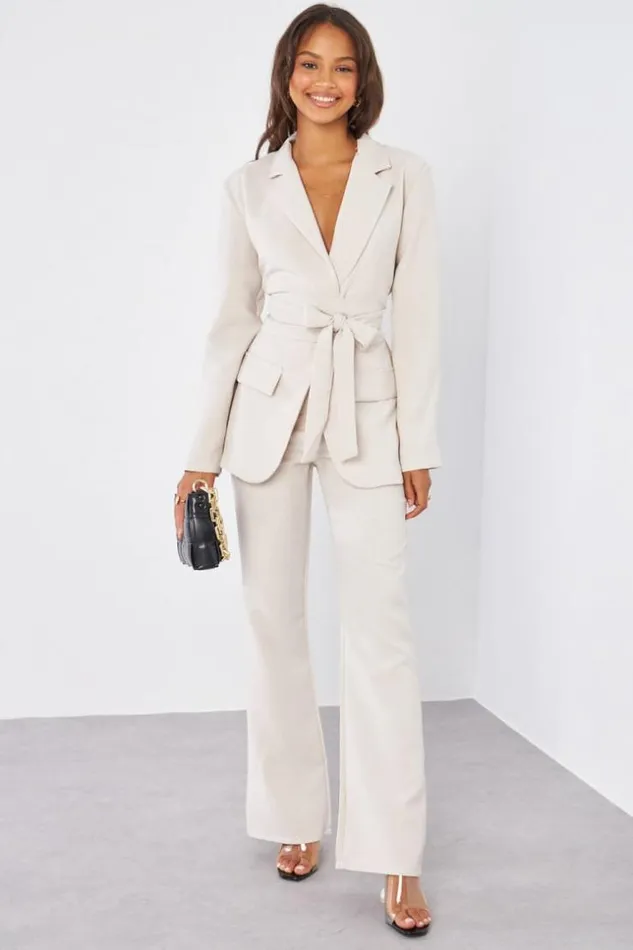 Women Ensemble 2 Pices Blazer Pantalon Tailleur Beige Chin Beige Brentiny Paris Sets With Top Bottoms Women Ensemble 2 Pices Blazer Pantalon Tailleur Beige Chin Beige Brentiny Paris Sets With Top Bottoms
