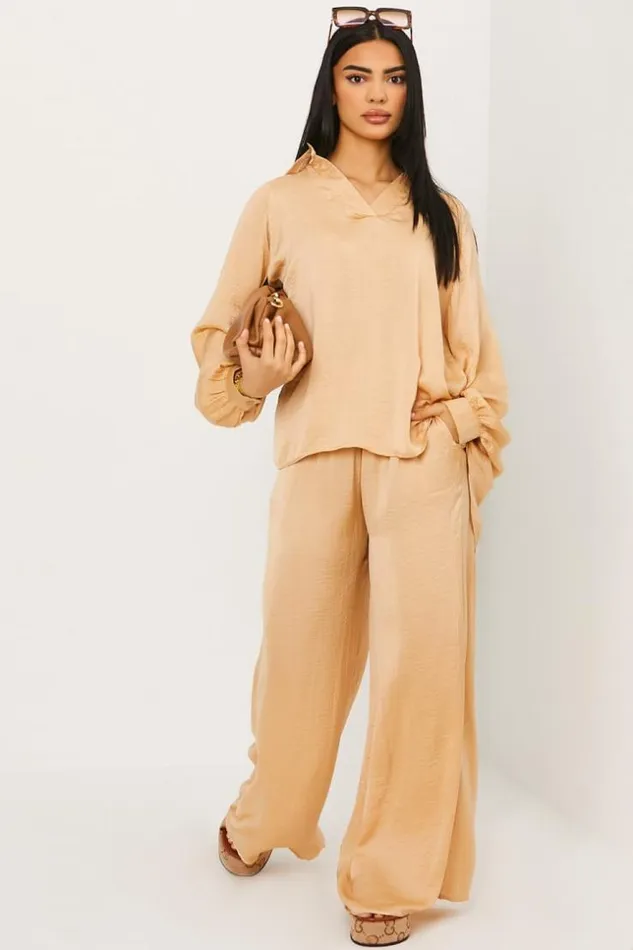 Women Ensemble 2 Pices Chemise Pantalon Beige Fluide Beige Brentiny Paris Sets With Top Bottoms Women Ensemble 2 Pices Chemise Pantalon Beige Fluide Beige Brentiny Paris Sets With Top Bottoms