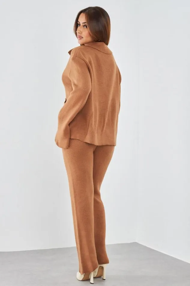 Women Ensemble 2 Pices Gilet Pantalon En Maille Camel Camel Brentiny Paris White Tops Women Ensemble 2 Pices Gilet Pantalon En Maille Camel Camel Brentiny Paris White Tops