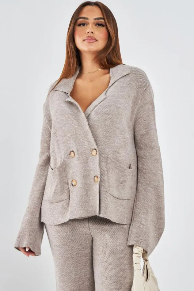 Women Ensemble 2 Pices Gilet Pantalon En Maille Taupe Darkbeige Brentiny Paris Cardigans Women Ensemble 2 Pices Gilet Pantalon En Maille Taupe Darkbeige Brentiny Paris Cardigans