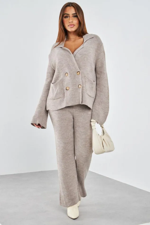 Women Ensemble 2 Pices Gilet Pantalon En Maille Taupe Darkbeige Brentiny Paris Cardigans Women Ensemble 2 Pices Gilet Pantalon En Maille Taupe Darkbeige Brentiny Paris Cardigans
