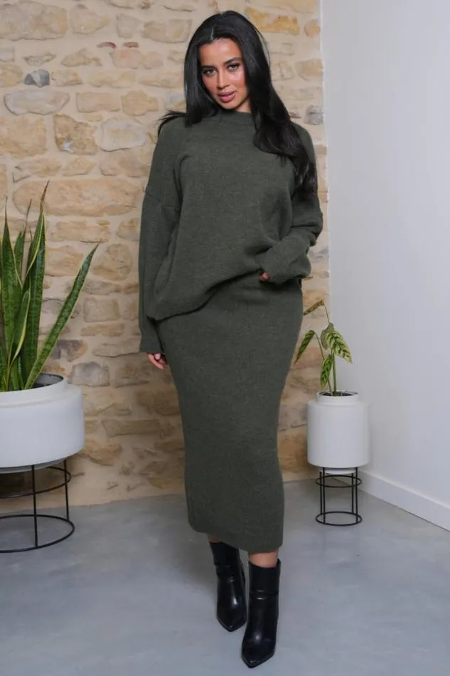 Women Ensemble 2 Pices Pull Jupe Kaki Texture Khaki Brentiny Paris Sweaters and Sweatshirts Women Ensemble 2 Pices Pull Jupe Kaki Texture Khaki Brentiny Paris Sweaters and Sweatshirts
