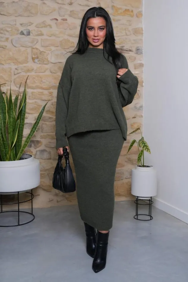 Women Ensemble 2 Pices Pull Jupe Kaki Texture Khaki Brentiny Paris Sweaters and Sweatshirts Women Ensemble 2 Pices Pull Jupe Kaki Texture Khaki Brentiny Paris Sweaters and Sweatshirts