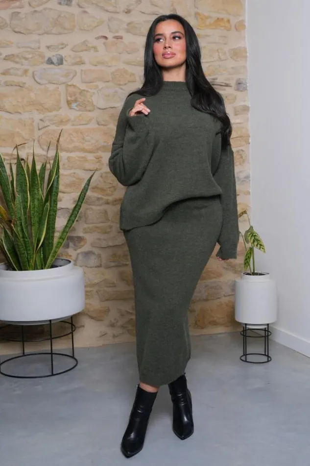 Women Ensemble 2 Pices Pull Jupe Kaki Texture Khaki Brentiny Paris Sweaters and Sweatshirts Women Ensemble 2 Pices Pull Jupe Kaki Texture Khaki Brentiny Paris Sweaters and Sweatshirts