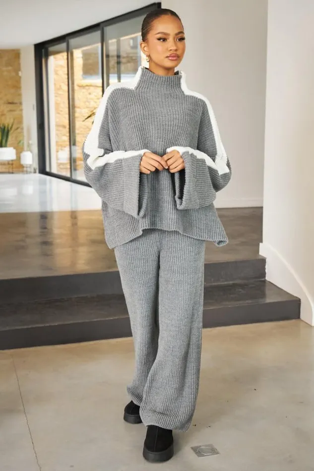 Women Ensemble 2 Pices Pull Pantalon En Maille Gris Blanc Grey Brentiny Paris Sweaters and Sweatshirts Women Ensemble 2 Pices Pull Pantalon En Maille Gris Blanc Grey Brentiny Paris Sweaters and Sweatshirts