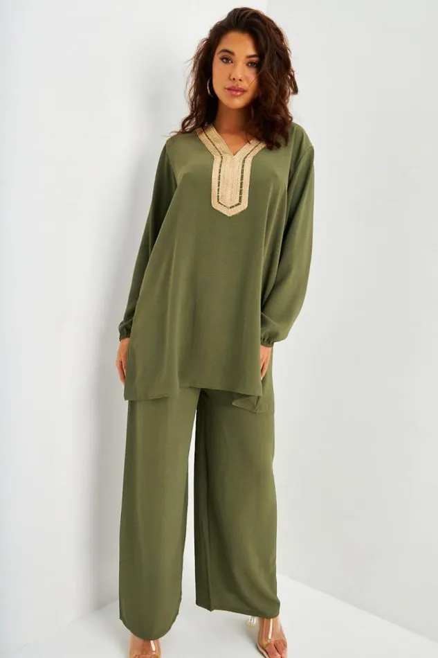 Women Ensemble 2 Pices Tunique Pantalon Kaki Khaki Brentiny Paris Sets With Top Bottoms Women Ensemble 2 Pices Tunique Pantalon Kaki Khaki Brentiny Paris Sets With Top Bottoms