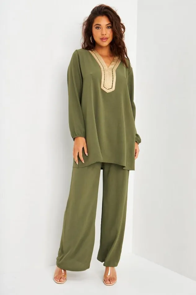 Women Ensemble 2 Pices Tunique Pantalon Kaki Khaki Brentiny Paris Sets With Top Bottoms Women Ensemble 2 Pices Tunique Pantalon Kaki Khaki Brentiny Paris Sets With Top Bottoms