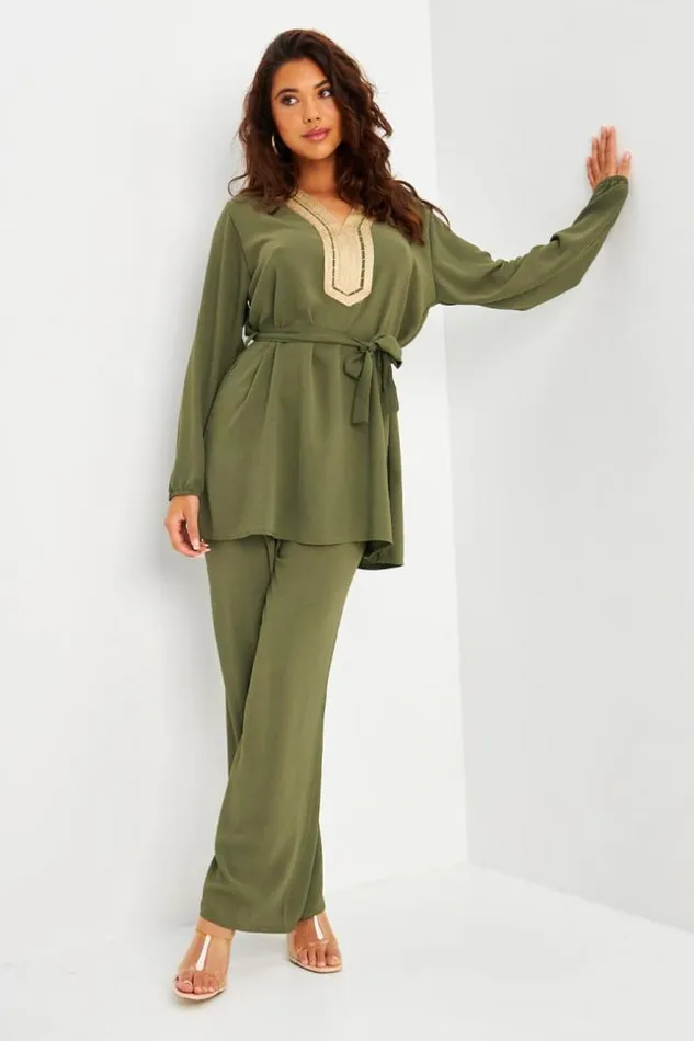 Women Ensemble 2 Pices Tunique Pantalon Kaki Khaki Brentiny Paris Sets With Top Bottoms Women Ensemble 2 Pices Tunique Pantalon Kaki Khaki Brentiny Paris Sets With Top Bottoms