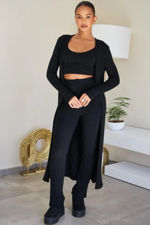 Women Ensemble 3 Pices Gilet Top Pantalon Noir Ctel Black Brentiny Paris Crop Tops Women Ensemble 3 Pices Gilet Top Pantalon Noir Ctel Black Brentiny Paris Crop Tops