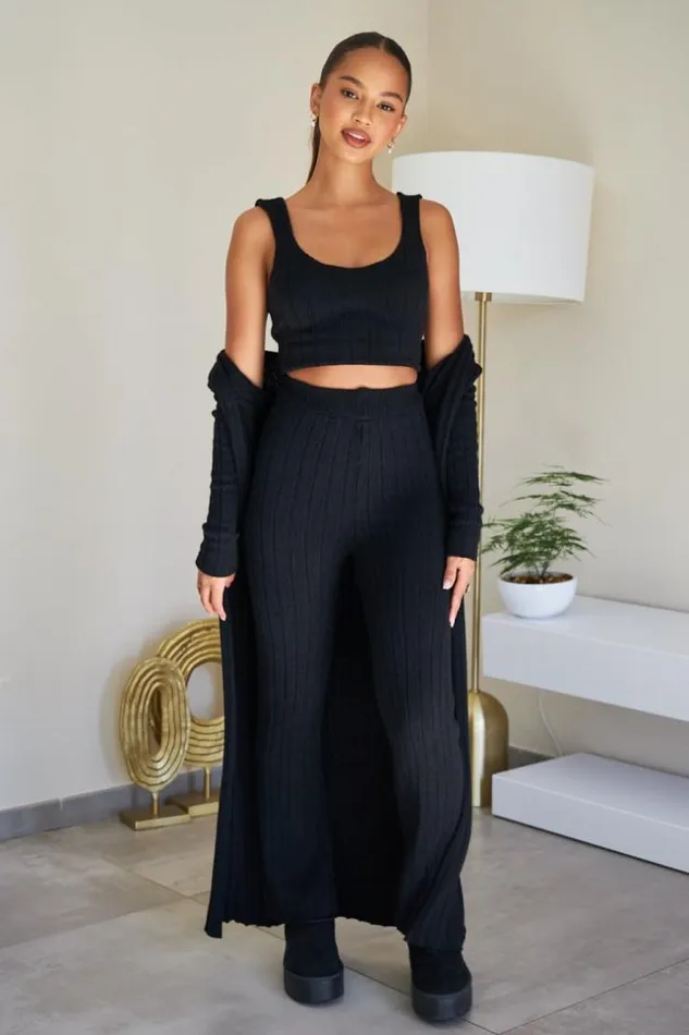 Women Ensemble 3 Pices Gilet Top Pantalon Noir Ctel Black Brentiny Paris Crop Tops Women Ensemble 3 Pices Gilet Top Pantalon Noir Ctel Black Brentiny Paris Crop Tops