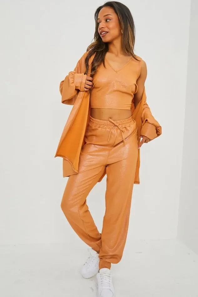 Women Ensemble 3 Pices TShirt Veste Pantalon Camel Camel Brentiny Paris Sets With Top Bottoms Women Ensemble 3 Pices TShirt Veste Pantalon Camel Camel Brentiny Paris Sets With Top Bottoms