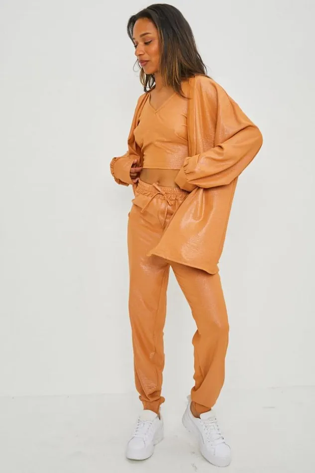 Women Ensemble 3 Pices TShirt Veste Pantalon Camel Camel Brentiny Paris Sets With Top Bottoms Women Ensemble 3 Pices TShirt Veste Pantalon Camel Camel Brentiny Paris Sets With Top Bottoms
