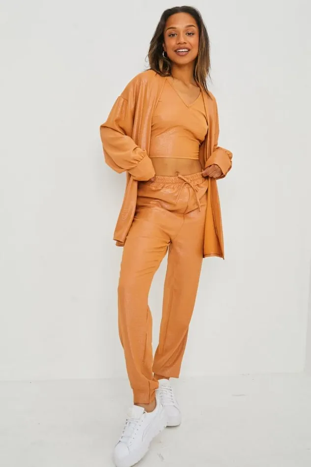 Women Ensemble 3 Pices TShirt Veste Pantalon Camel Camel Brentiny Paris Sets With Top Bottoms Women Ensemble 3 Pices TShirt Veste Pantalon Camel Camel Brentiny Paris Sets With Top Bottoms