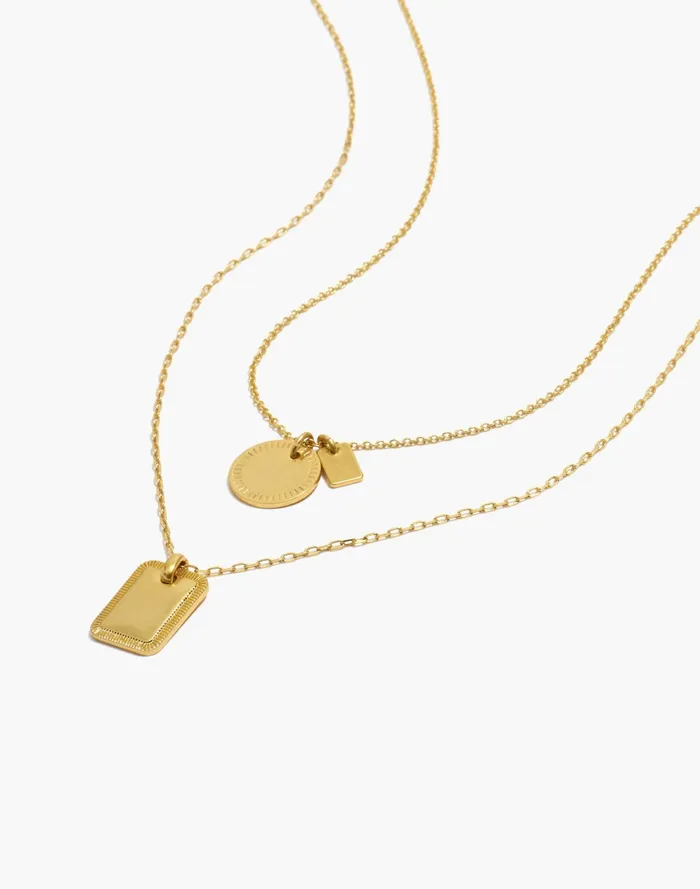 Women Etched Coin Necklace Set Vintage Gold Madewell Necklaces