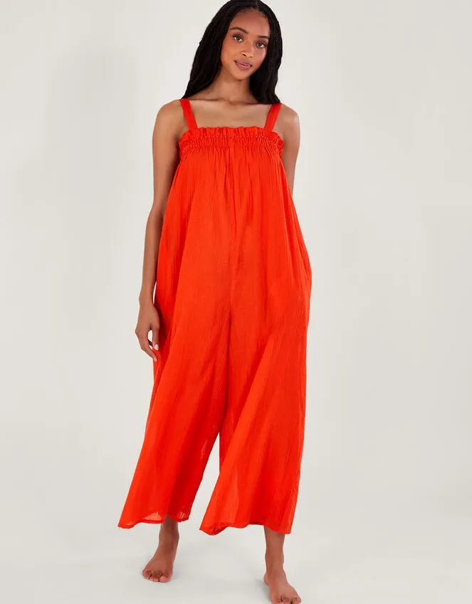 Women Eve Plain Jumpsuit Orange Monsoon Beachwear and Swimwear