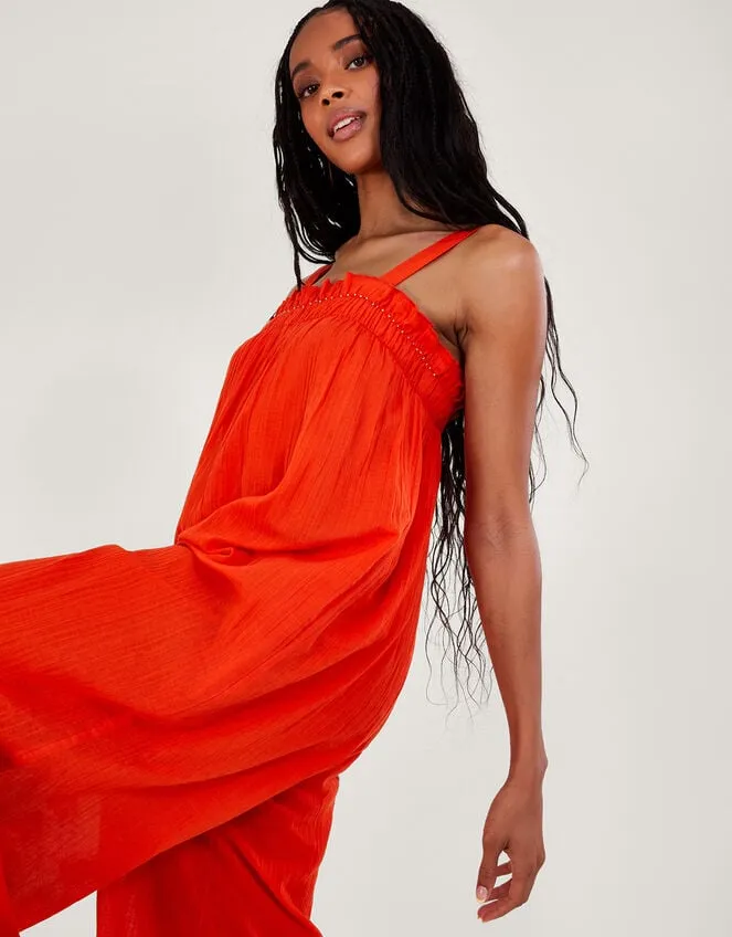 Women Eve Plain Jumpsuit Orange Monsoon Beachwear and Swimwear