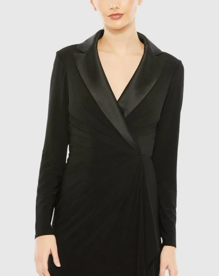 Women Evening Gowns Mac Duggal Long Sleeve Faux Tuxedo Gown Black Women Evening Gowns Mac Duggal Long Sleeve Faux Tuxedo Gown Black
