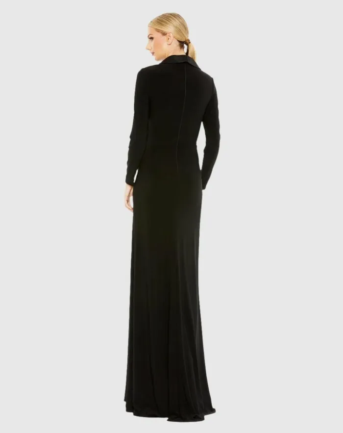Women Evening Gowns Mac Duggal Long Sleeve Faux Tuxedo Gown Black Women Evening Gowns Mac Duggal Long Sleeve Faux Tuxedo Gown Black