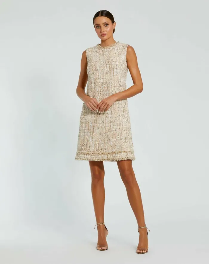 Women Every Day Dresses Mac Duggal Beaded Trim ALine Mini Shift Dress Blush