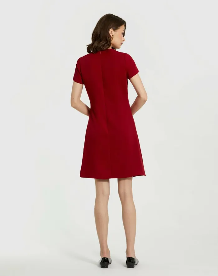 Women Every Day Dresses Mac Duggal Crepe Cap Sleeve Mini Dress With 3D Flower Details Garnet