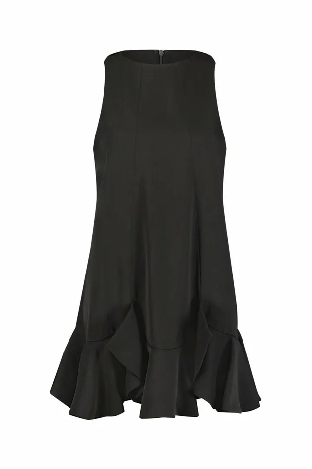 Women Every Day Dresses Mac Duggal The Mia High Neck Sleeveless Crepe Mini Dress With Ruffle Hem Black