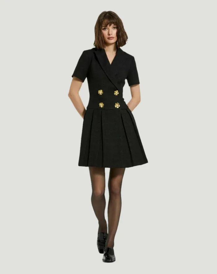 Women Every Day Dresses Mac Duggal Tweed Short Sleeve Blazer Mini Dress Black