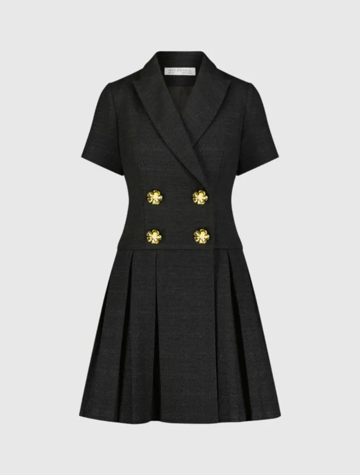 Women Every Day Dresses Mac Duggal Tweed Short Sleeve Blazer Mini Dress Black