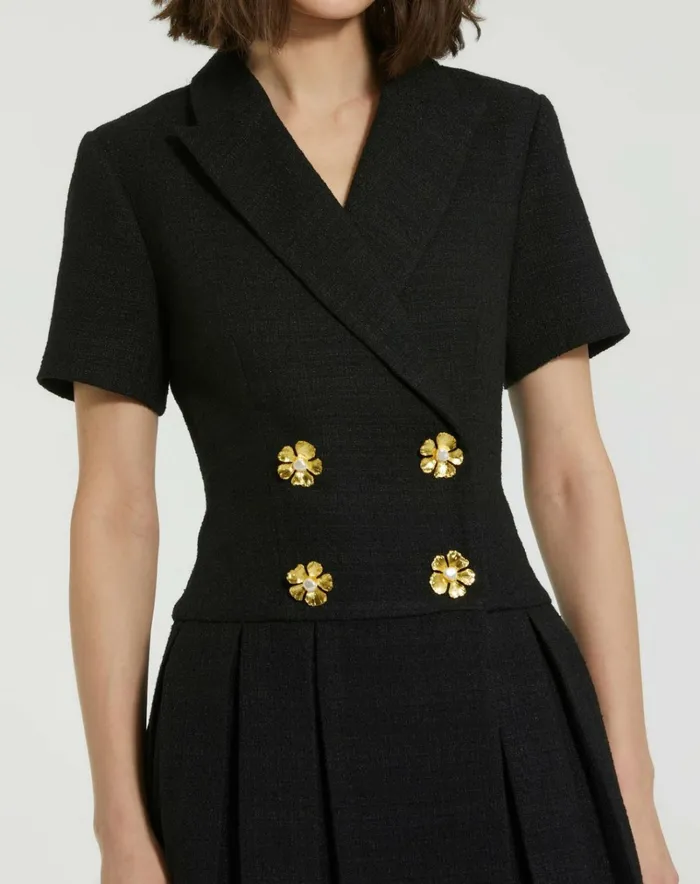 Women Every Day Dresses Mac Duggal Tweed Short Sleeve Blazer Mini Dress Black