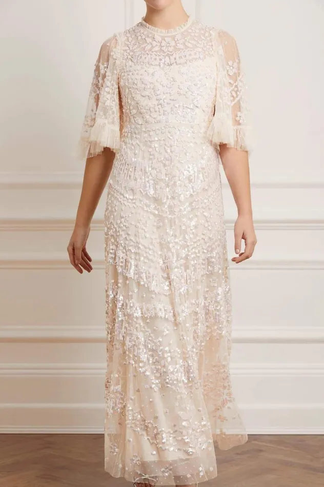 Women Exclusives Needle and Thread Anais Sequin Gown Champagne