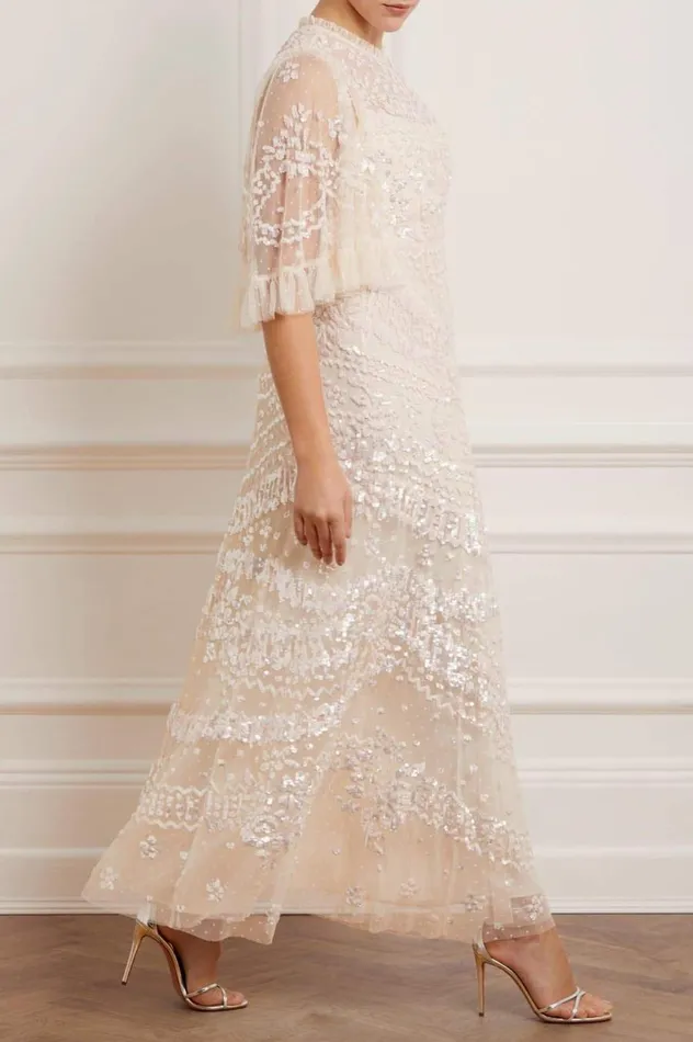 Women Exclusives Needle and Thread Anais Sequin Gown Champagne