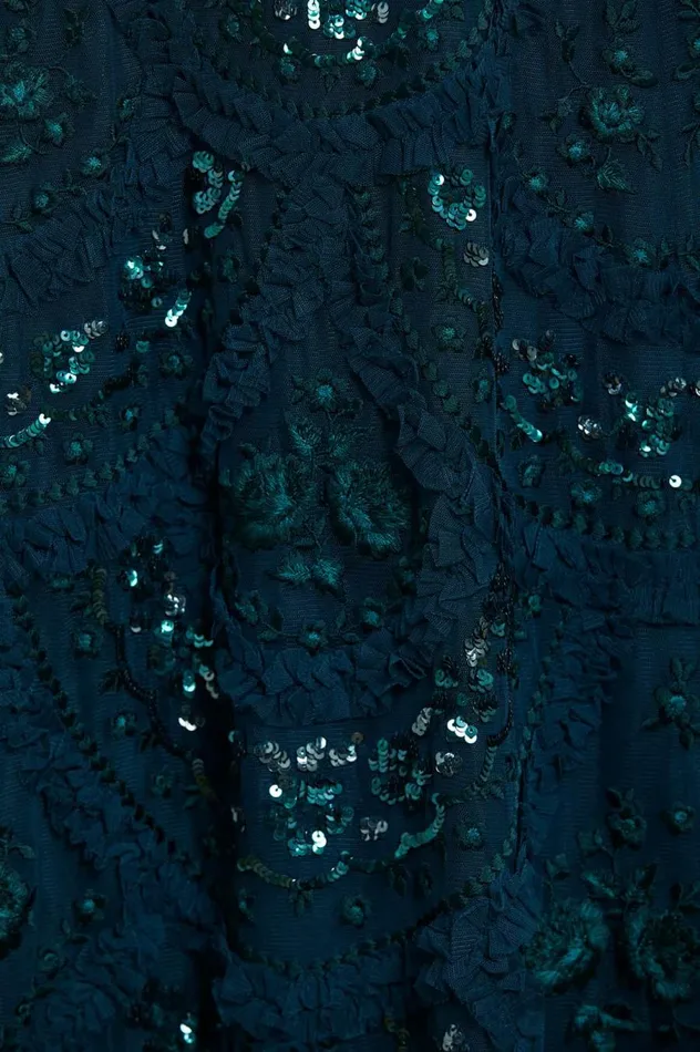 Women Exclusives Needle and Thread Carmen Ruffle Ankle Gown Green