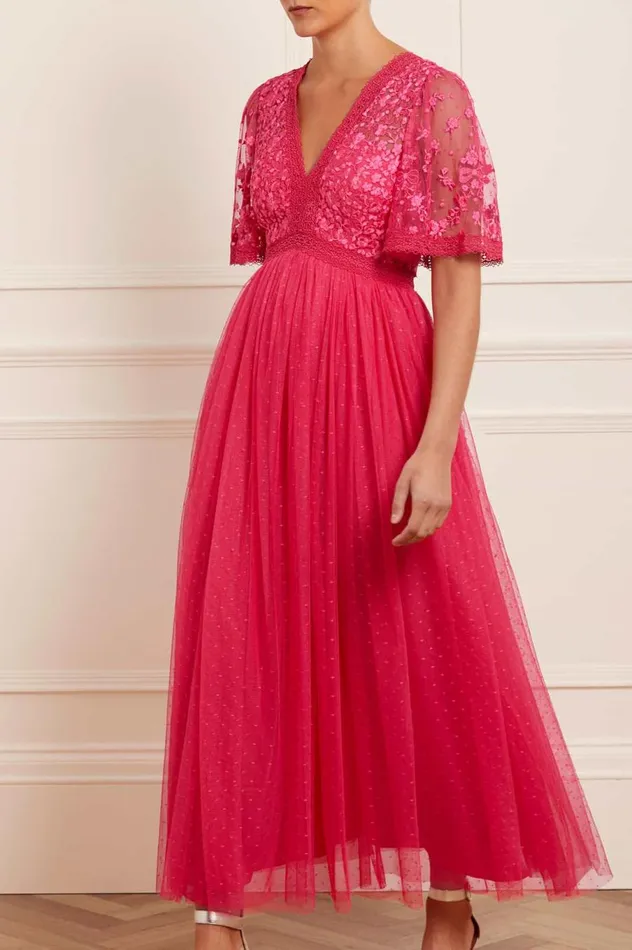 Women Exclusives Needle and Thread Celestia Ribbon Bodice Ankle Gown Pink
