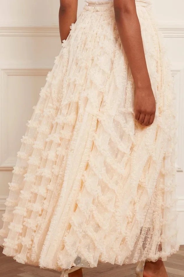Women Exclusives Needle and Thread Florence Ruffle Ankle Skirt Champagne