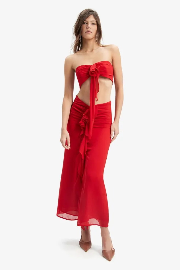 Women Fashion Tops Bardot Akasha Flower Top In Deep Red Deep Red Women Fashion Tops Bardot Akasha Flower Top In Deep Red Deep Red