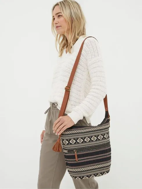 Women Fatface Bags and Wallets Evalie Black Woven Bag