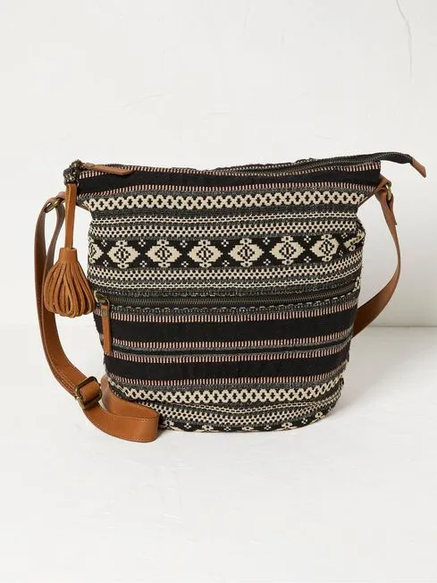 Women Fatface Bags and Wallets Evalie Black Woven Bag