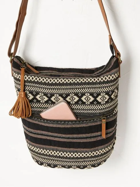 Women Fatface Bags and Wallets Evalie Black Woven Bag