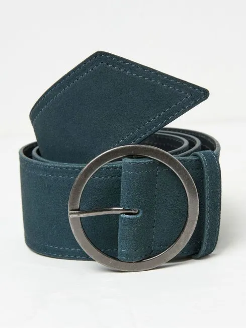 Women Fatface Belts Blue Soft Wide Waist Belt