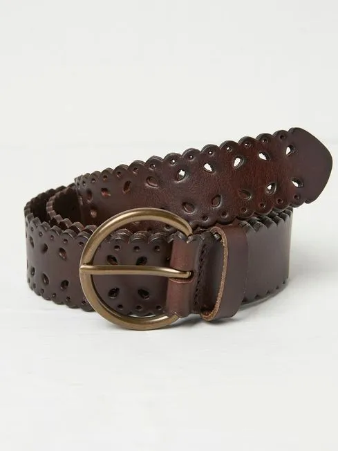 Women Fatface Belts Brown Scalloped Jean Belt