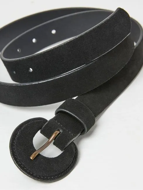 Women Fatface Belts Western Black Buckle Belt